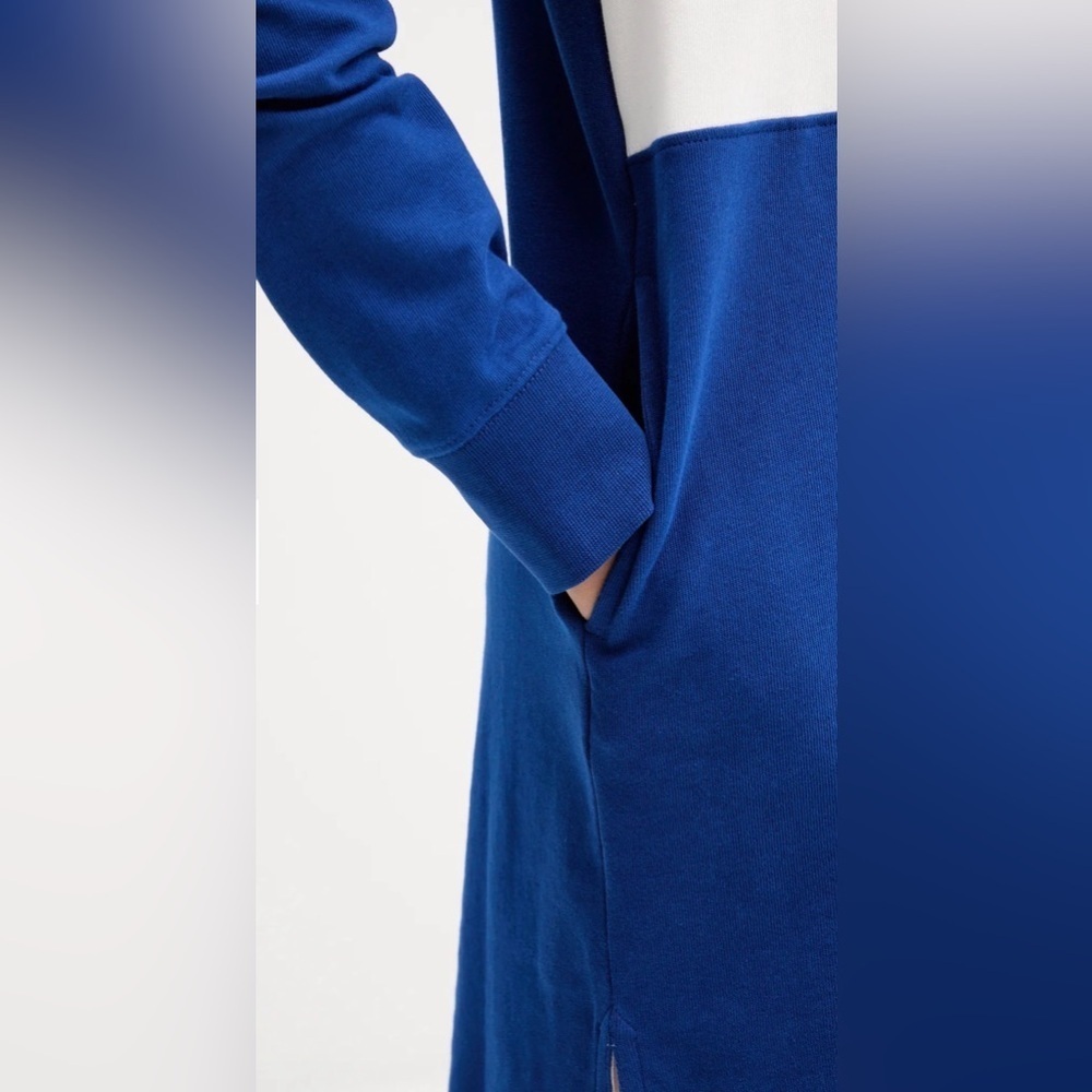 Guess Jeans Polo Sweatshirt Mini Dress Size S Blue White Logo Long Sleeve - Picture 5 of 15